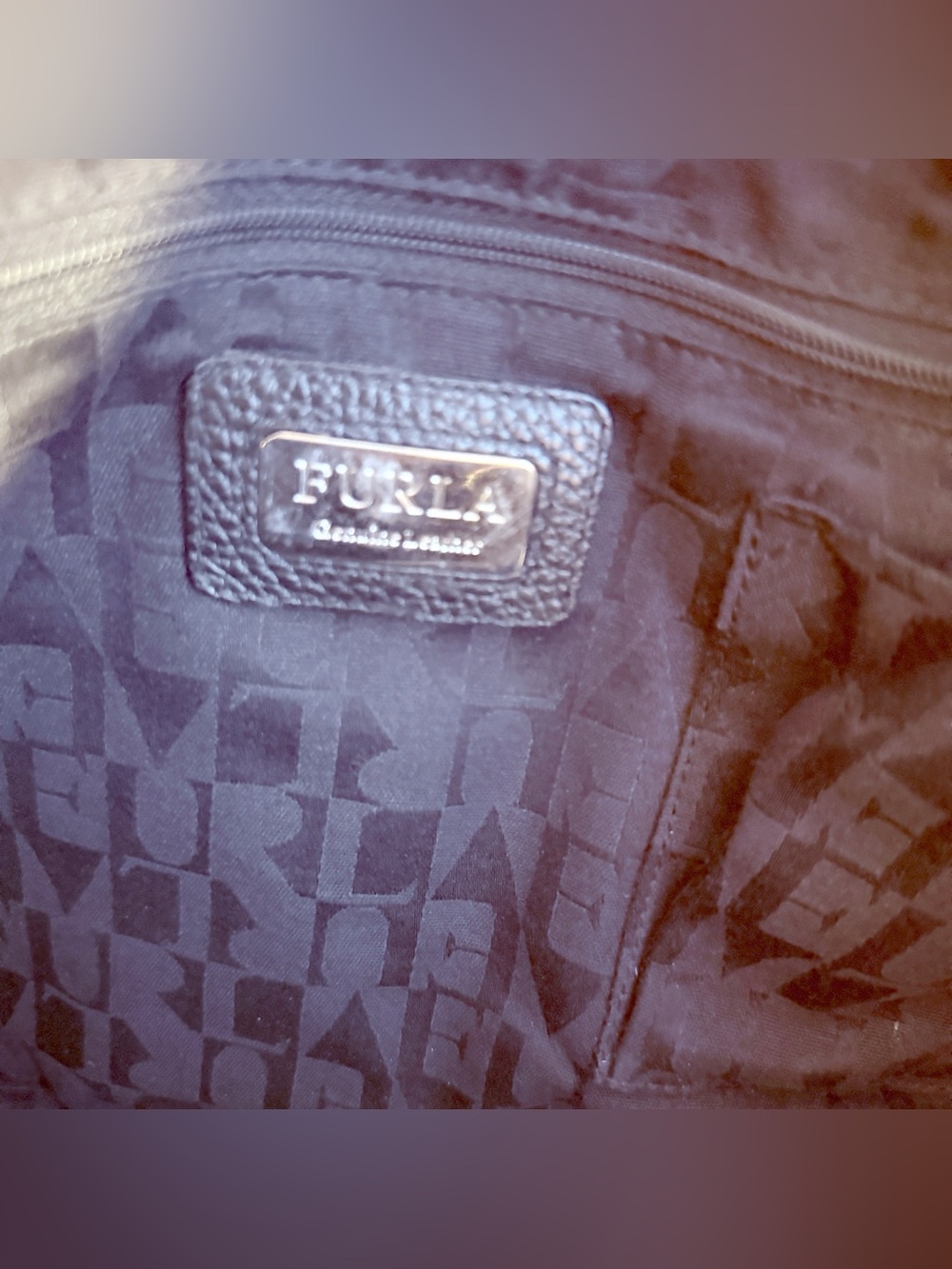 Furla Black Pebbled Leather Tote with Tag - Picture 6 of 7